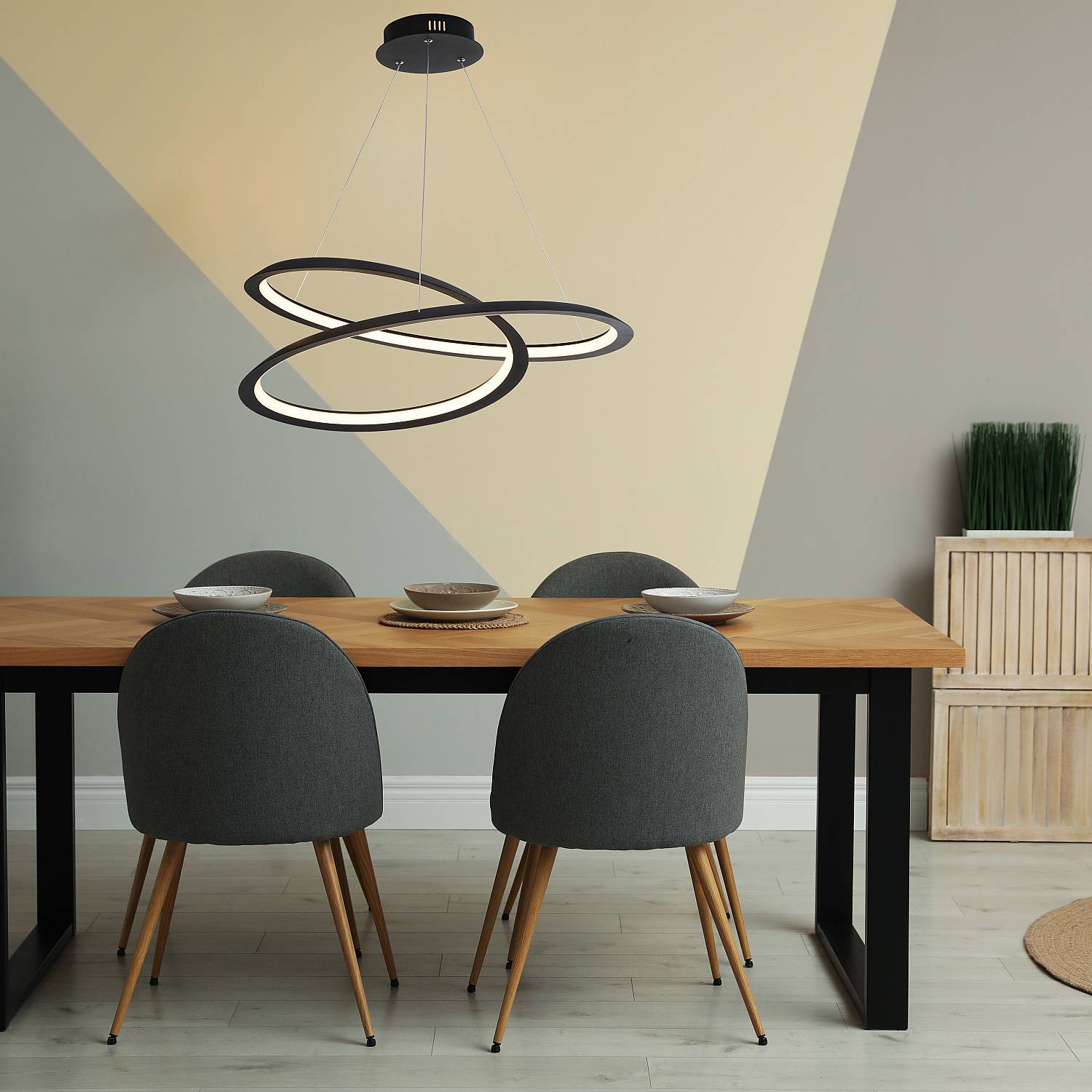 Lampadario Moderno Vortice Ii Acciaio Nero Silicone Bianco Led 41,13W 3000K 51871-1BK