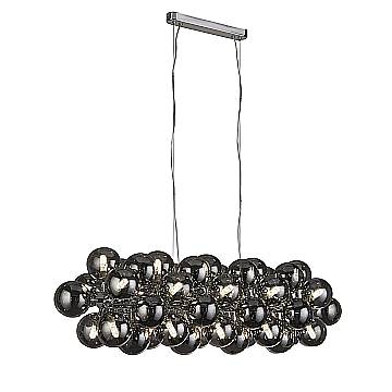 Lampadario Contemporaneo Bacca Acciaio Cromo Vetro 25 Luci G9