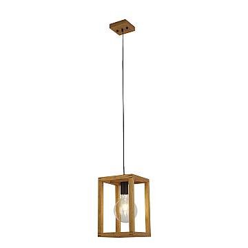 Sospensione Industrial Square Legno Marrone Policarbonato Nero 1 Luce E27 Sospensione Industrial Square Legno Marrone Policarbonato Nero 1 Luce E27