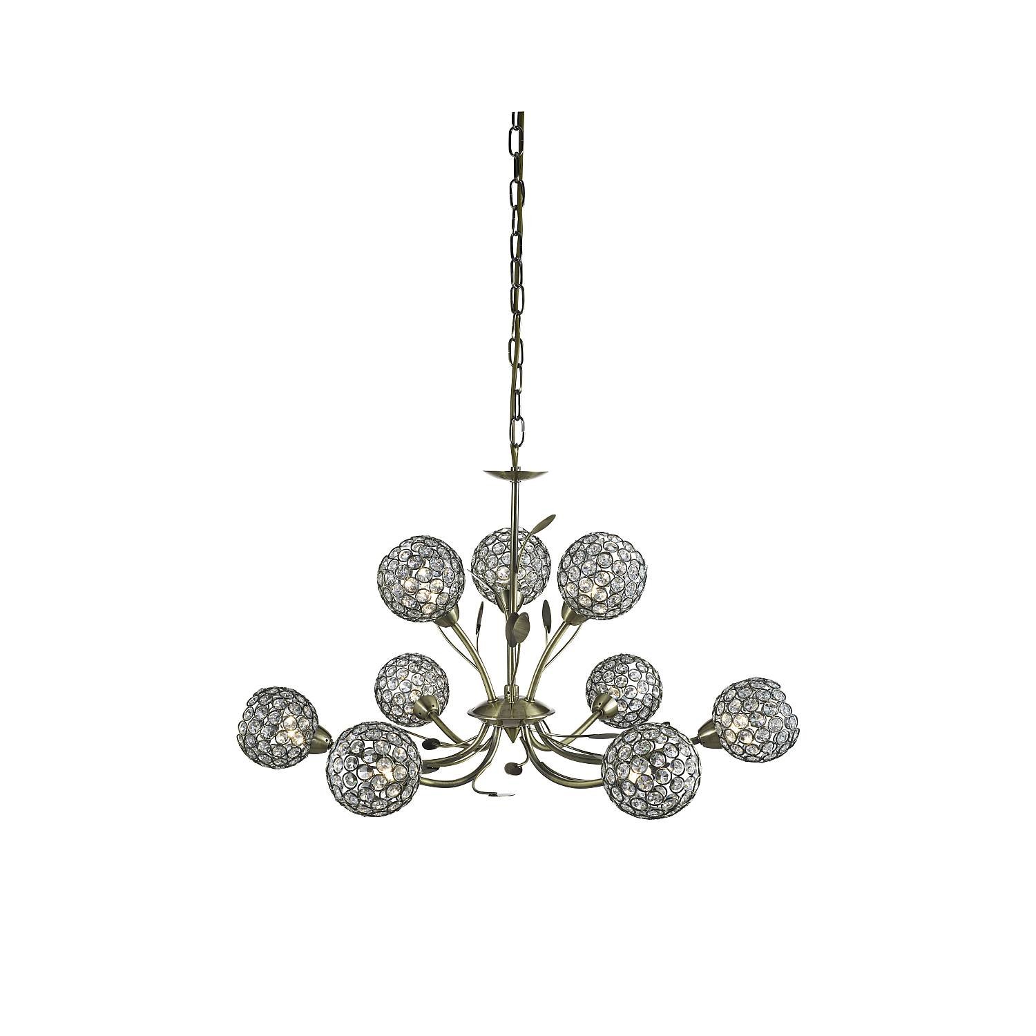 Lampadario Contemporaneo Bellis Ii Acciaio Ottone Vetro 9 Luci G9 5579-9AB