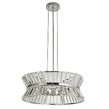 Lampadario Classico I Quartieri Alti Acciaio Cromo Vetro Trasparente 7 Luci G9