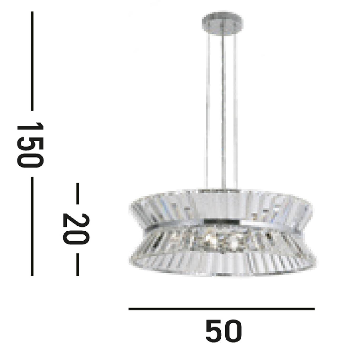 Lampadario Classico I Quartieri Alti Acciaio Cromo Vetro Trasparente 7 Luci G9 59410-7CC