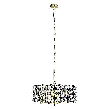Lampadario Classico Iris Acciaio Ottone Vetro 5 Luci E14
