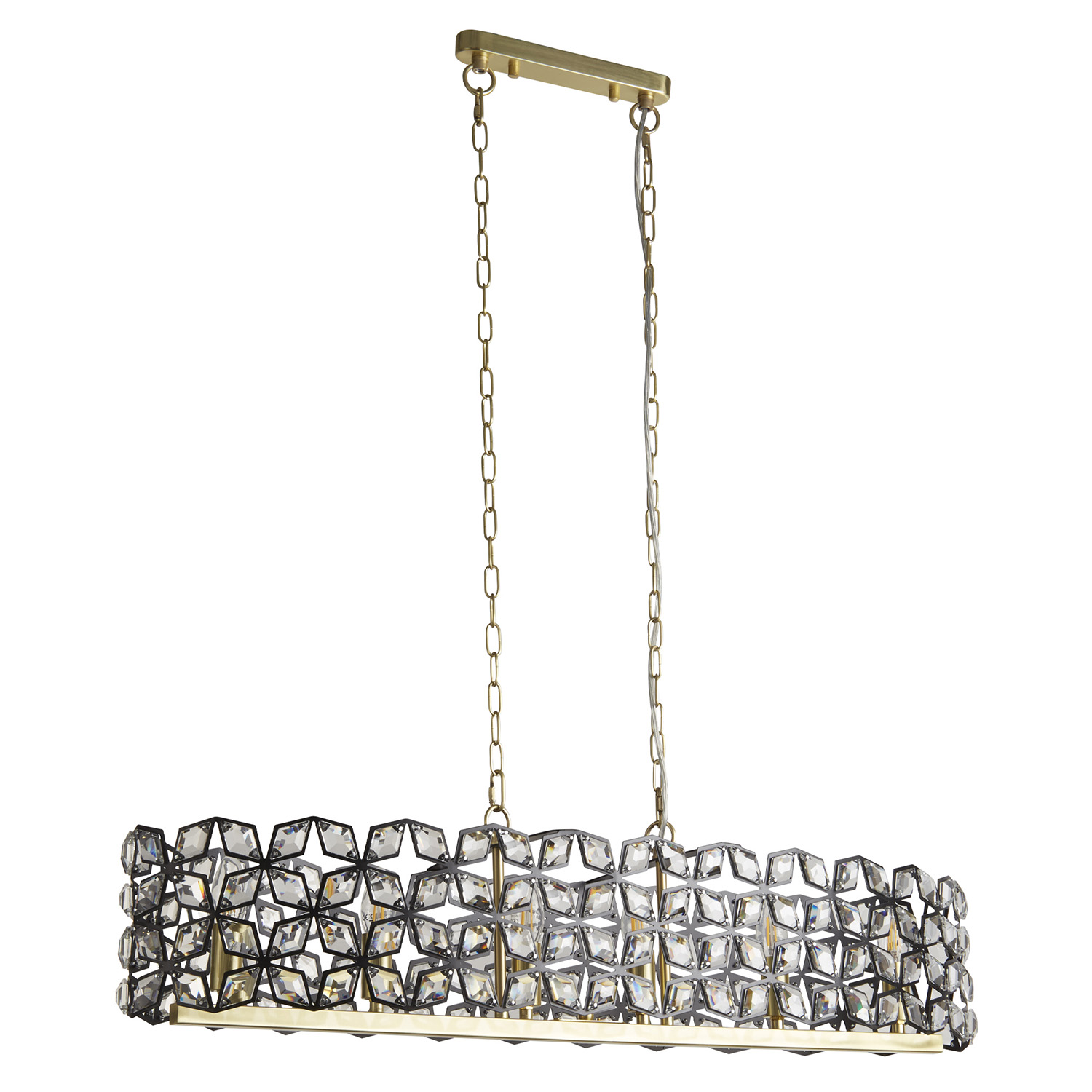 Lampadario Classico Iris Acciaio Ottone Vetro 6 Luci E14 59811-6BSB