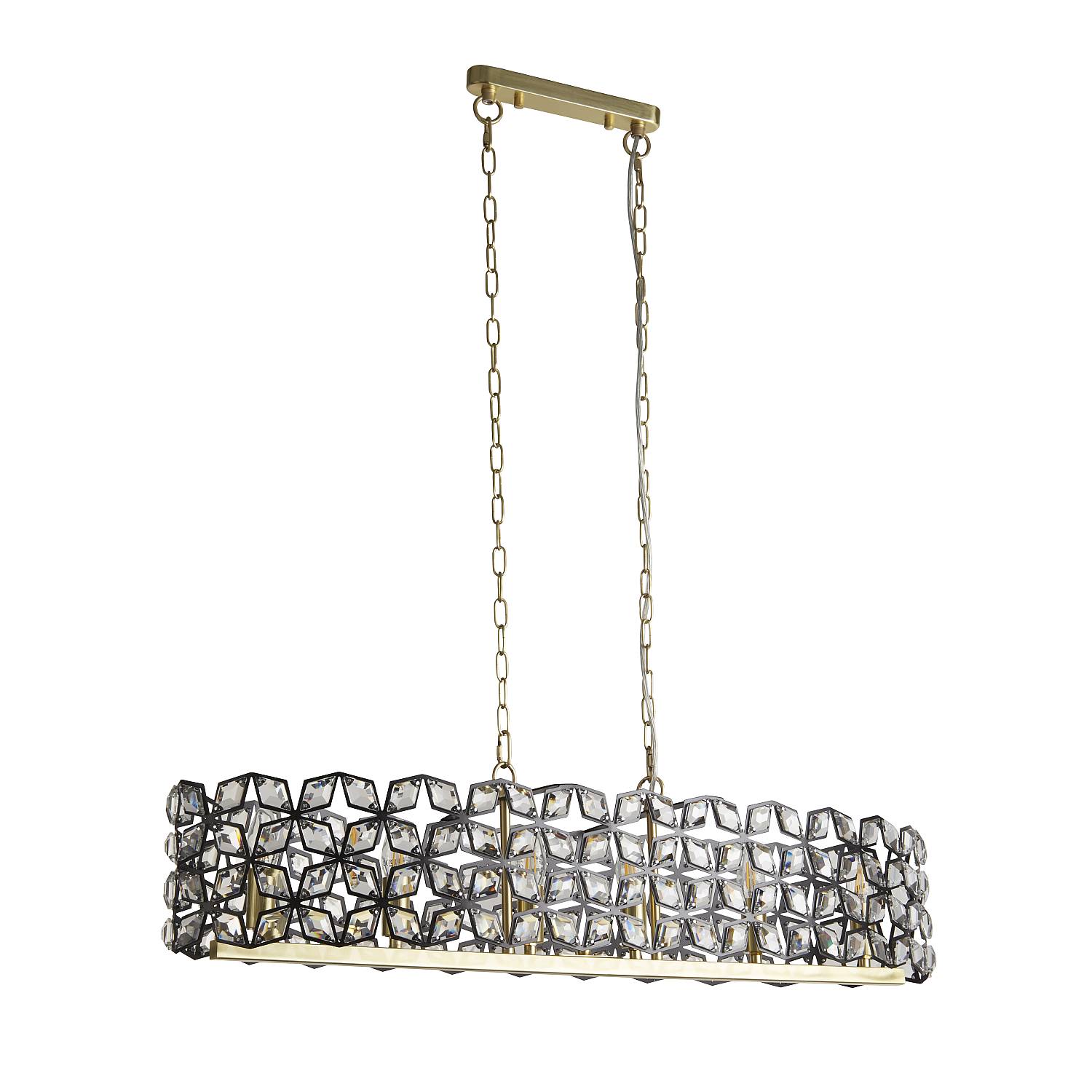 Lampadario Classico Iris Acciaio Ottone Vetro 6 Luci E14 59811-6BSB