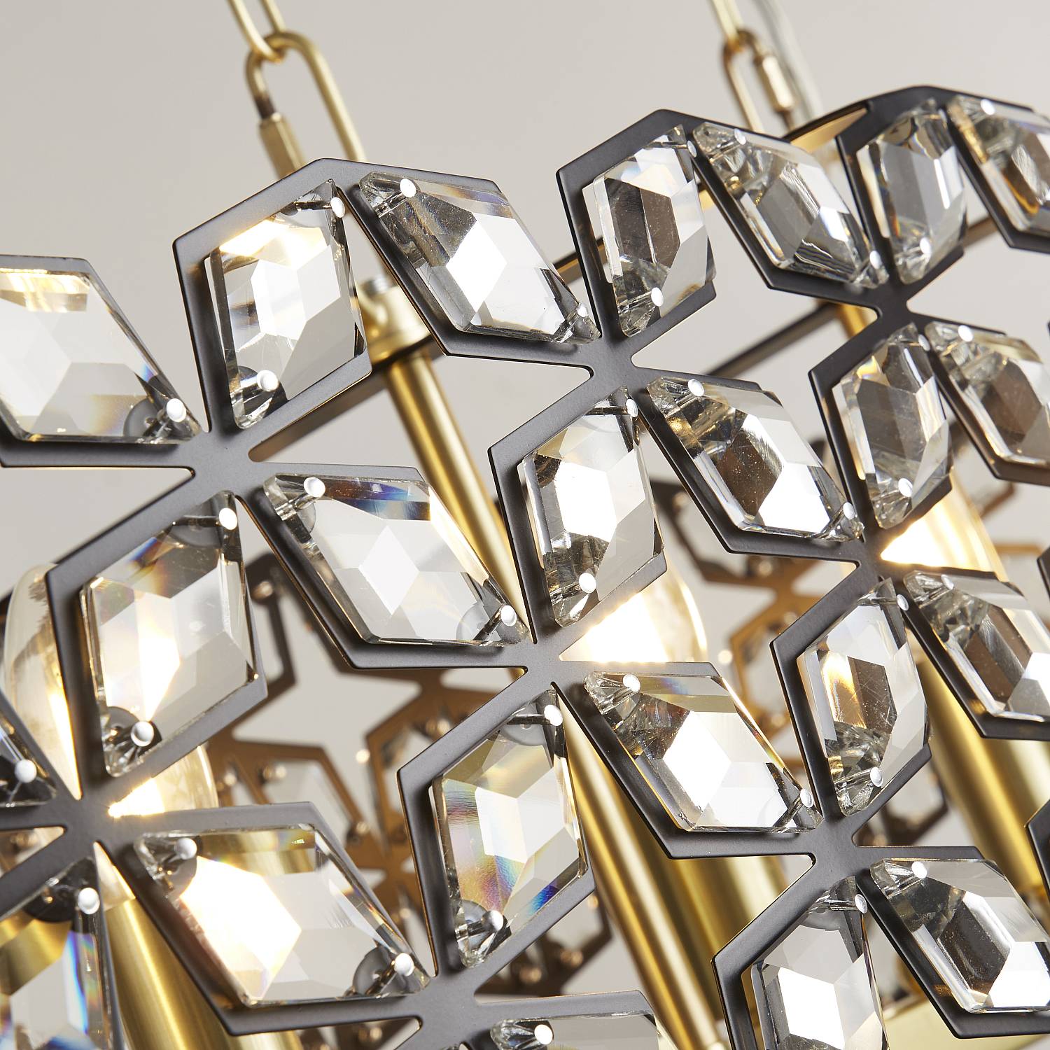 Lampadario Classico Iris Acciaio Ottone Vetro 6 Luci E14 59811-6BSB