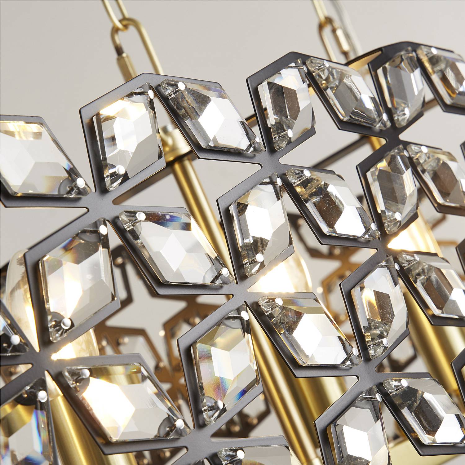 Lampadario Classico Iris Acciaio Ottone Vetro 6 Luci E14 59811-6BSB