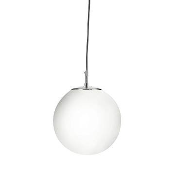 Sospensione Contemporanea Atomo Acciaio Argento Vetro 1 Luce E27