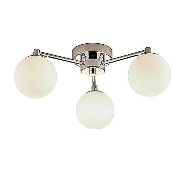 Plafoniera Contemporanea Tiberio Acciaio Cromo Bianco 3 Luci G9