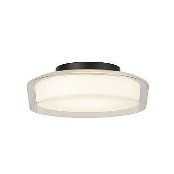 Plafoniera Contemporanea Disco Acciaio Nero Vetro Trasparente Led 14W 3000K Plafoniera Contemporanea Disco Acciaio Nero Vetro Trasparente Led 14W 3000K