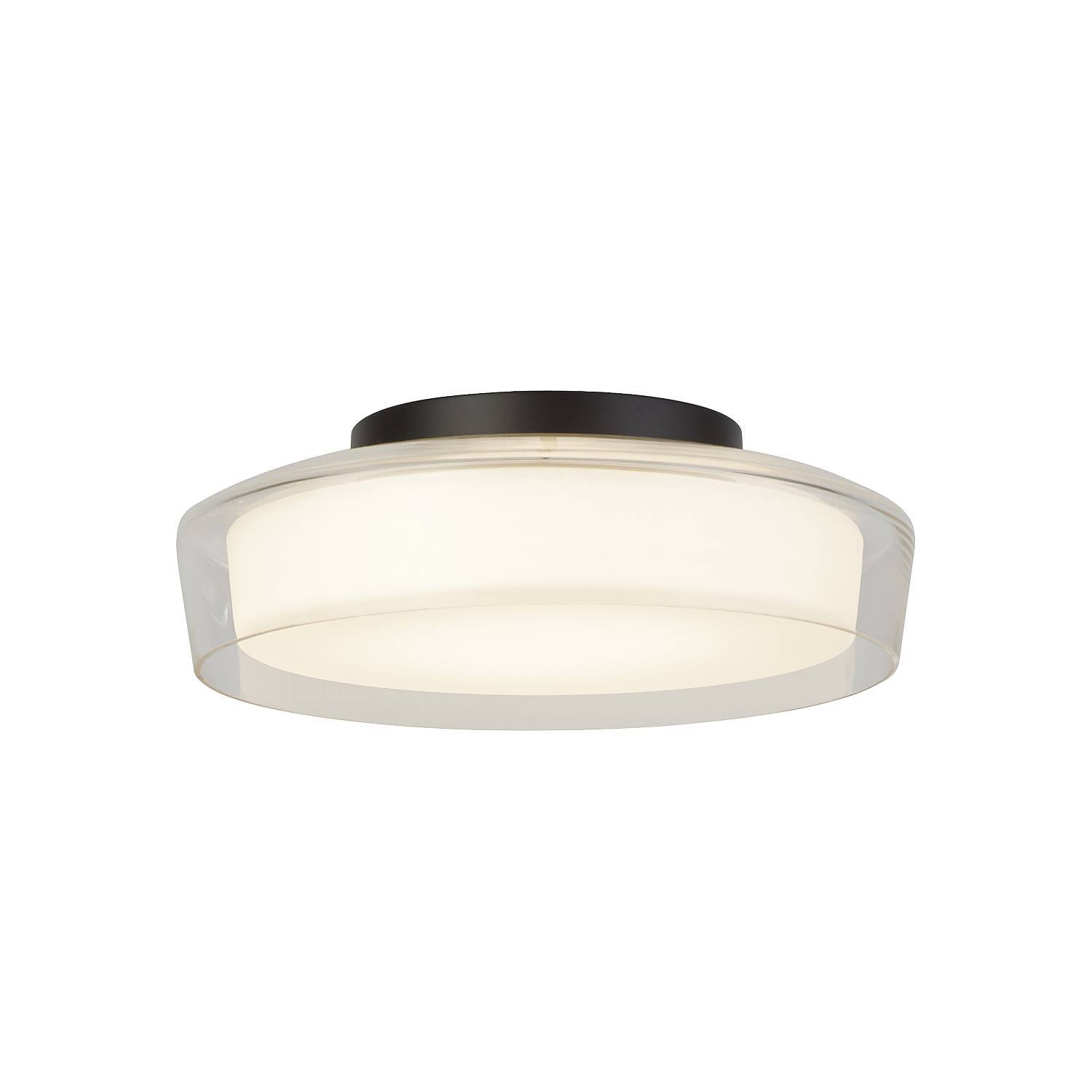 Plafoniera Contemporanea Disco Acciaio Nero Vetro Trasparente Led 14W 3000K 60961BK