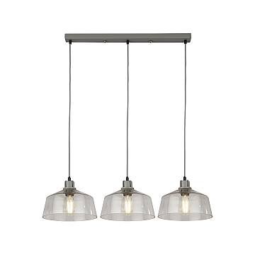 Lampadario Contemporaneo Odéon Acciaio Grigio Trasparente 3 Luci E27 Lampadario Contemporaneo Odéon Acciaio Grigio Trasparente 3 Luci E27