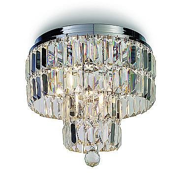 Lampadario Classico Impero Acciaio Cromo Vetro Trasparente 4 Luci E14