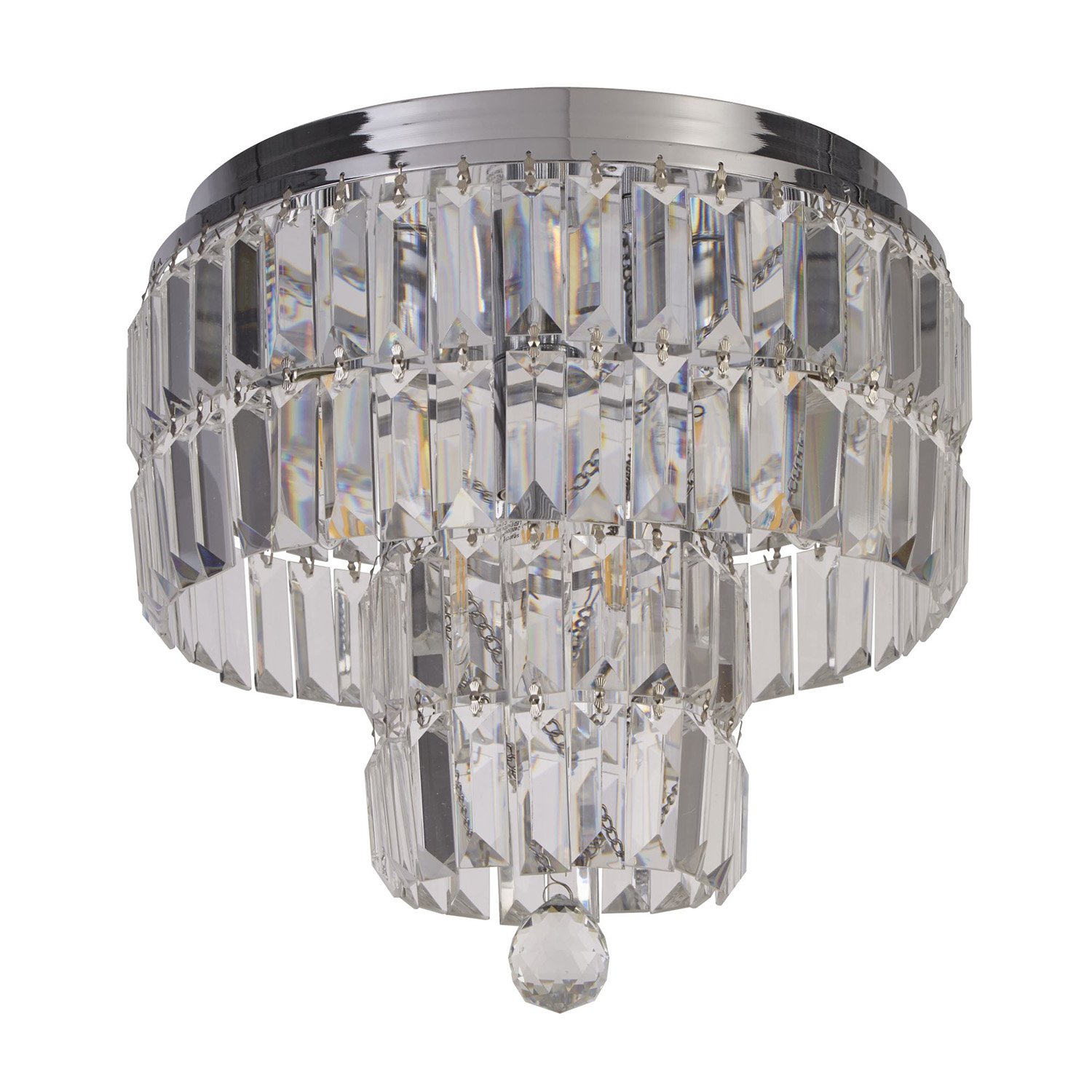 Lampadario Classico Impero Acciaio Cromo Vetro Trasparente 4 Luci E14 61321-4CC