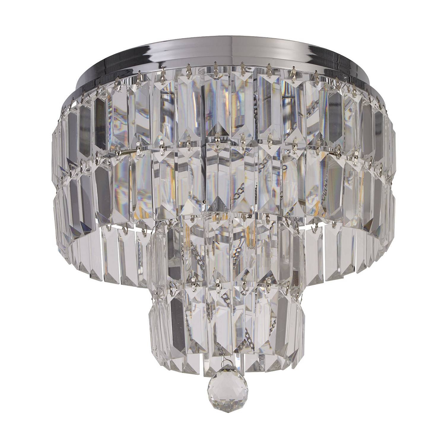 Lampadario Classico Impero Acciaio Cromo Vetro Trasparente 4 Luci E14 61321-4CC