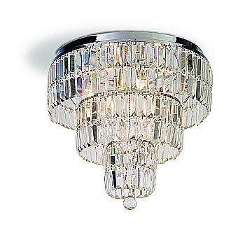 Lampadario Classico Impero Acciaio Cromo Vetro Trasparente 6 Luci E14
