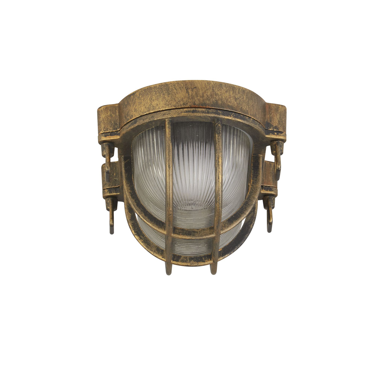 Plafoniera Esterno Vintage - Decò Paratia Alluminio Nero Oro 1 Luce E27 61402BG