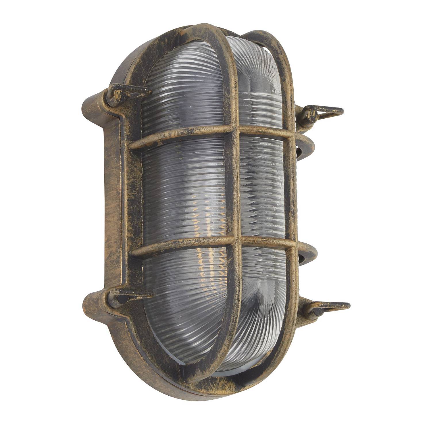 Plafoniera Esterno Vintage - Decò Paratia Alluminio Nero Oro 1 Luce E27 61402BG