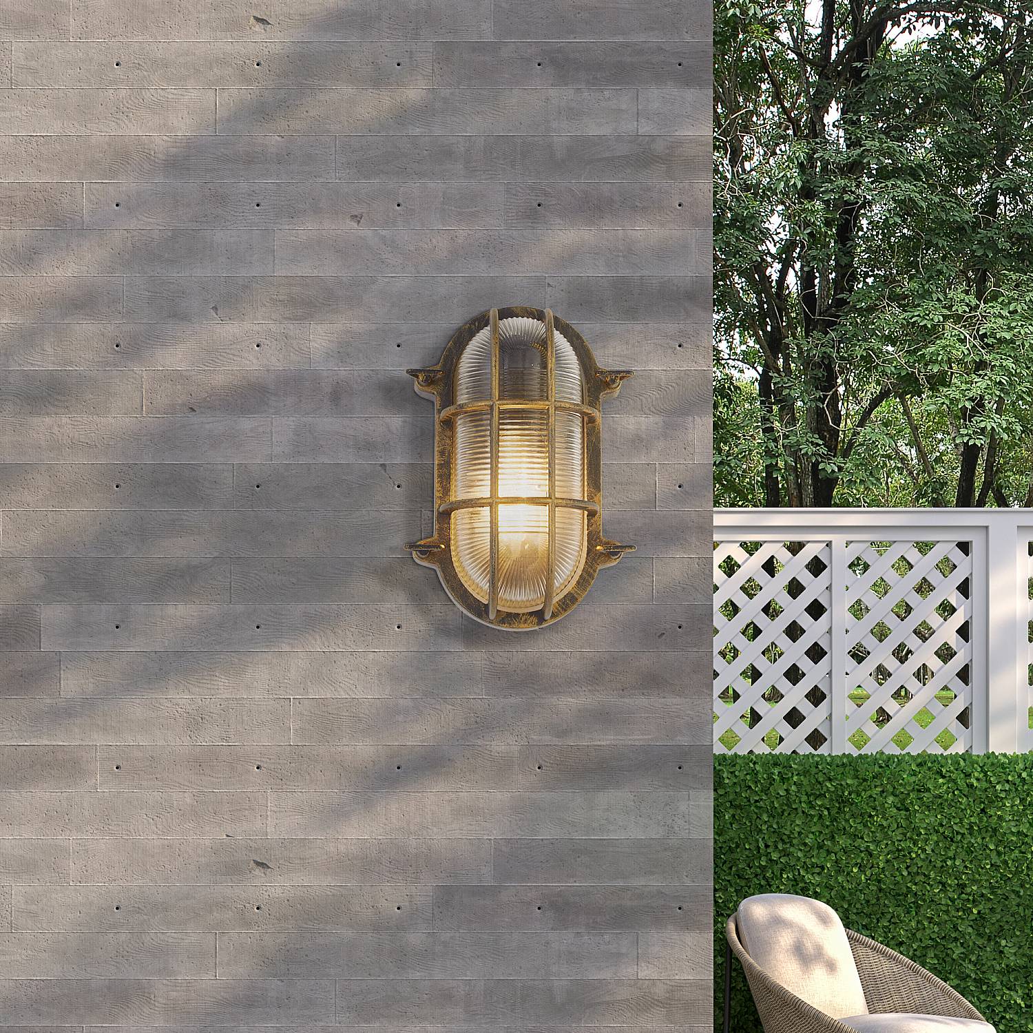 Plafoniera Esterno Vintage - Decò Paratia Alluminio Nero Oro 1 Luce E27 61402BG