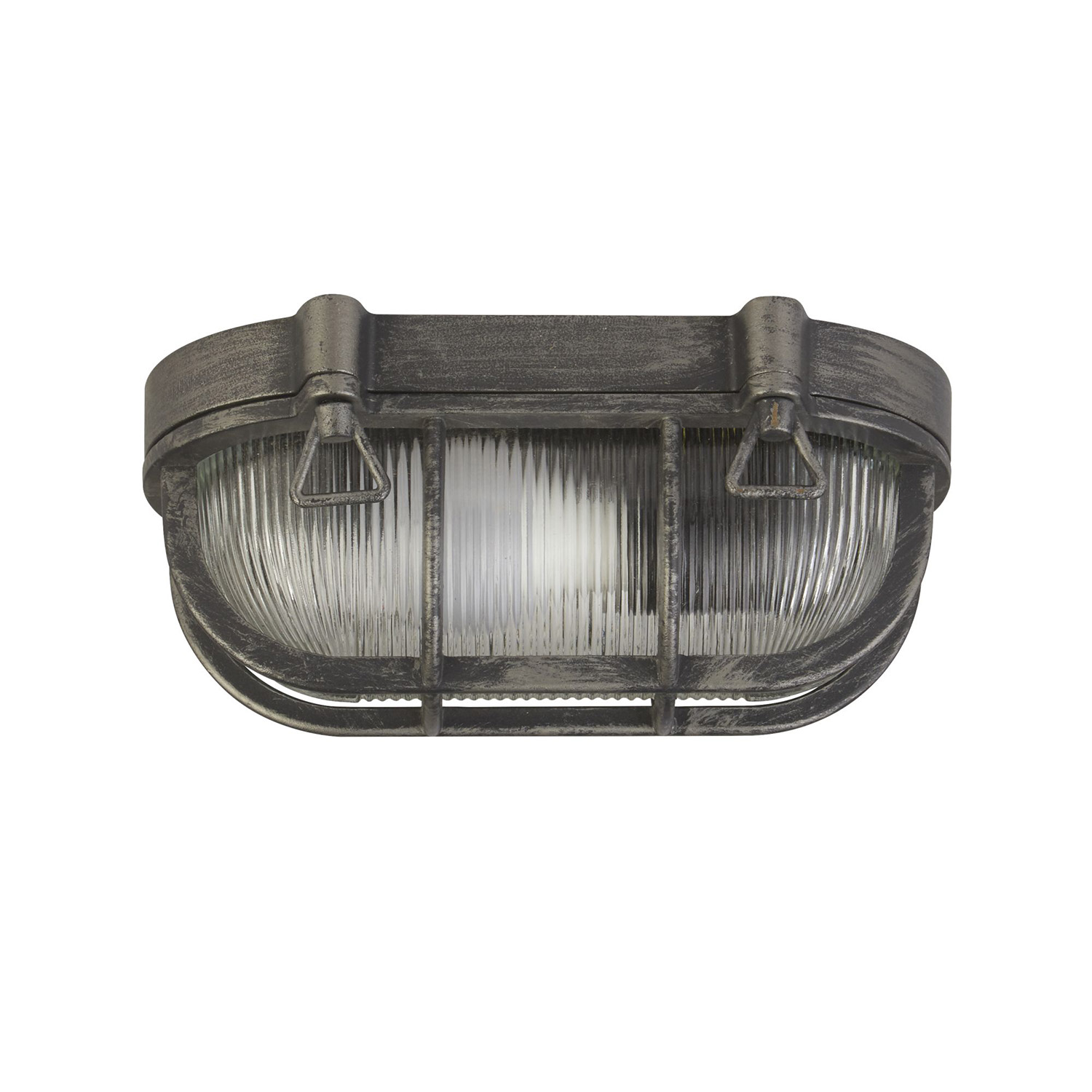 Plafoniera Esterno Vintage - Decò Paratia Alluminio Nero Trasparente 1 Luce E27 61402BS