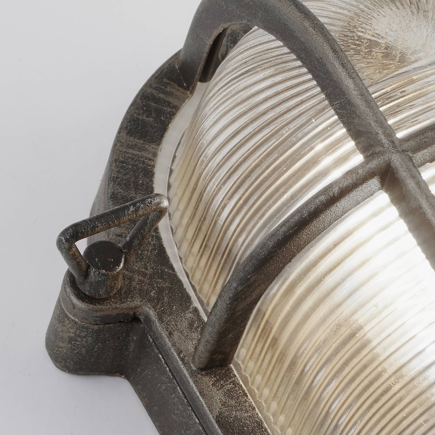Plafoniera Esterno Vintage - Decò Paratia Alluminio Nero Trasparente 1 Luce E27 61402BS