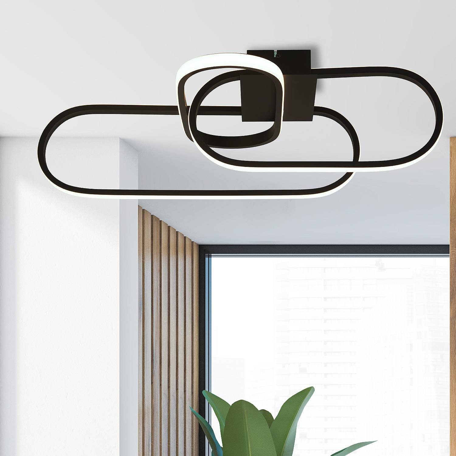Plafoniera Moderno Clip Acciaio Bianco Nero Led 36,73W 3000 - 4500 - 6500K 61774BK