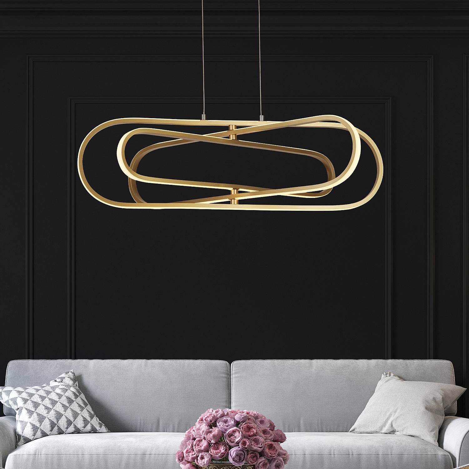 Lampadario Moderno Clip Acciaio Oro Bianco Led 52,51W 3000 - 4500 - 6500K 61775GO
