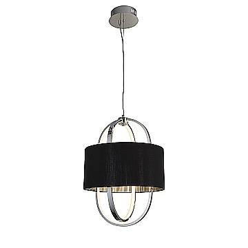 Lampadario Contemporaneo Madrid Acciaio Cromo Tessuto Nero Led 20W 3000K Lampadario Contemporaneo Madrid Acciaio Cromo Tessuto Nero Led 20W 3000K