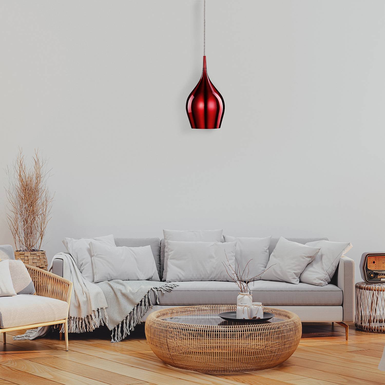 Lampadario Contemporaneo Vibrante Alluminio Rosso 12 Luci E14 6461-12RE