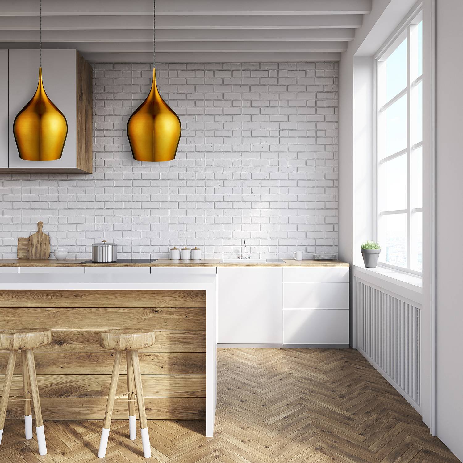 Sospensione Contemporanea Vibrante Alluminio Oro 1 Luce E27 6461-26GO