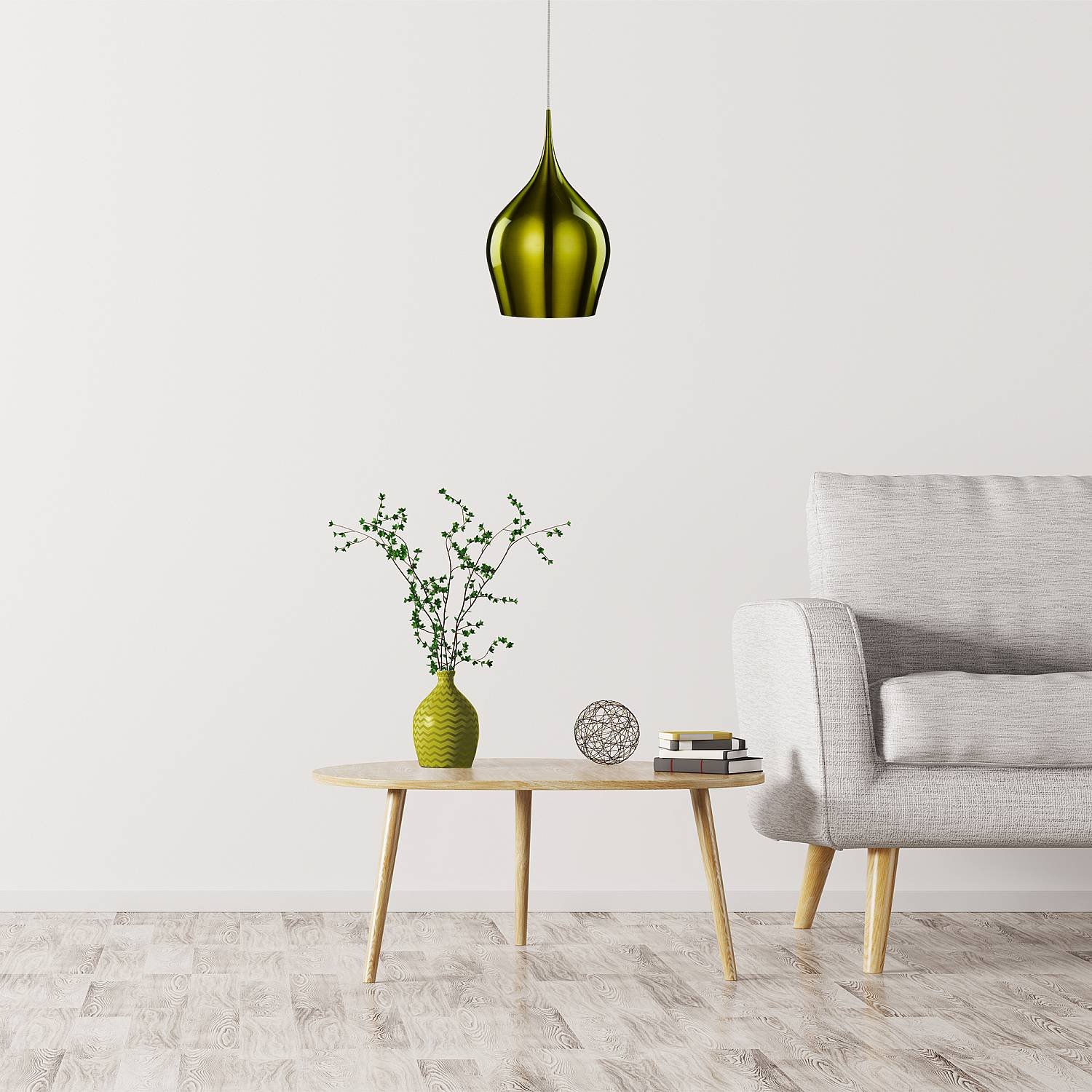Sospensione Contemporanea Vibrante Alluminio Verde 1 Luce E27 6461-26GR