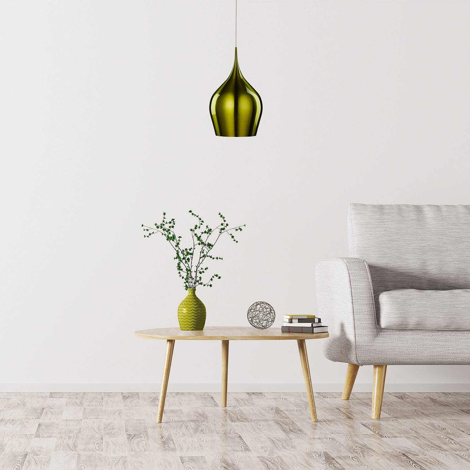 Sospensione Contemporanea Vibrante Alluminio Verde 1 Luce E27 6461-26GR