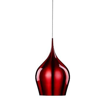 Sospensione Contemporanea Vibrante Alluminio Rosso 1 Luce E27