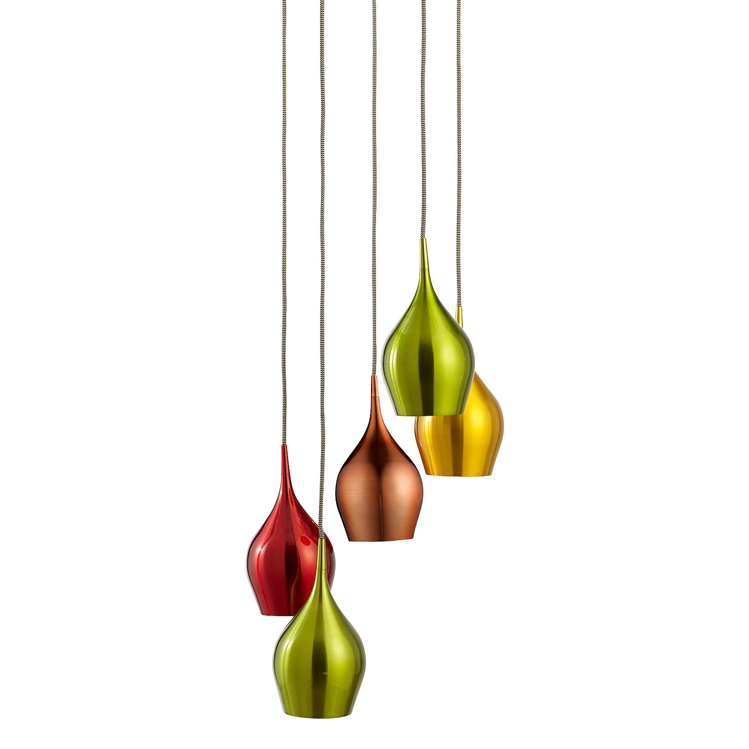 Lampadario Contemporaneo Vibrante Acciaio Cromo Vetro 5 Luci E14 6465-5