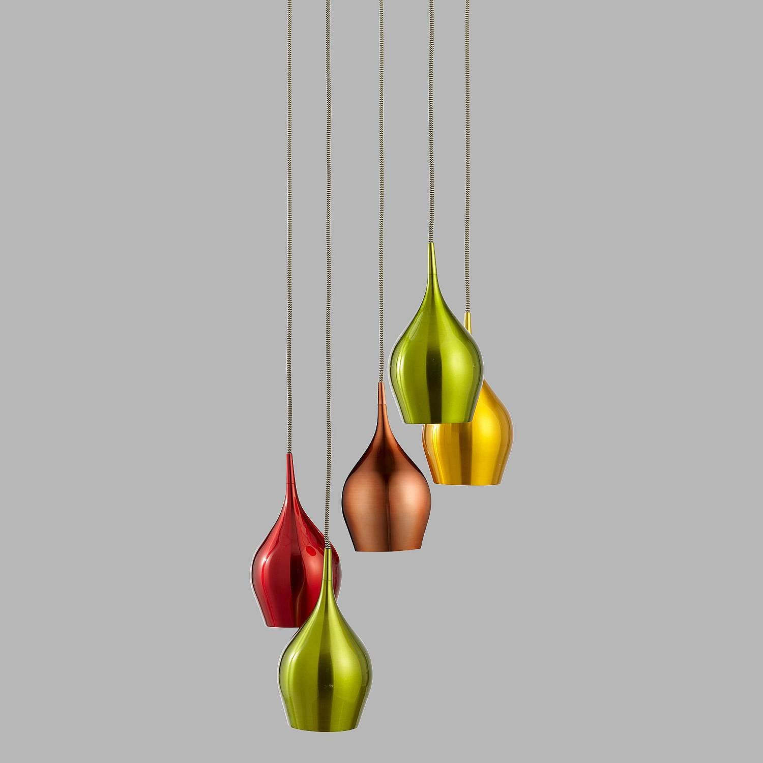 Lampadario Contemporaneo Vibrante Acciaio Cromo Vetro 5 Luci E14 6465-5