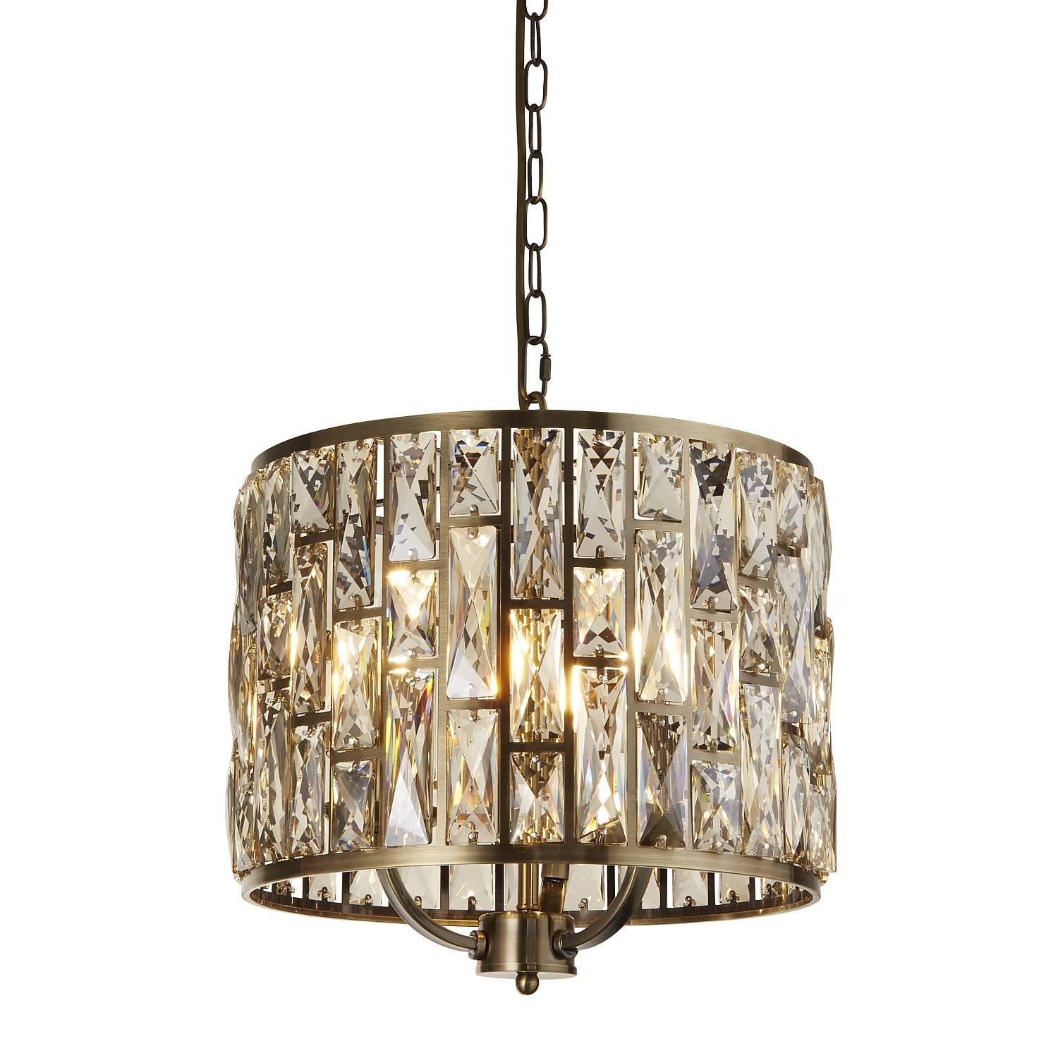 Lampadario Classico Gioiello Acciaio Ottone Vetro 3 Luci E14 6583-3AB