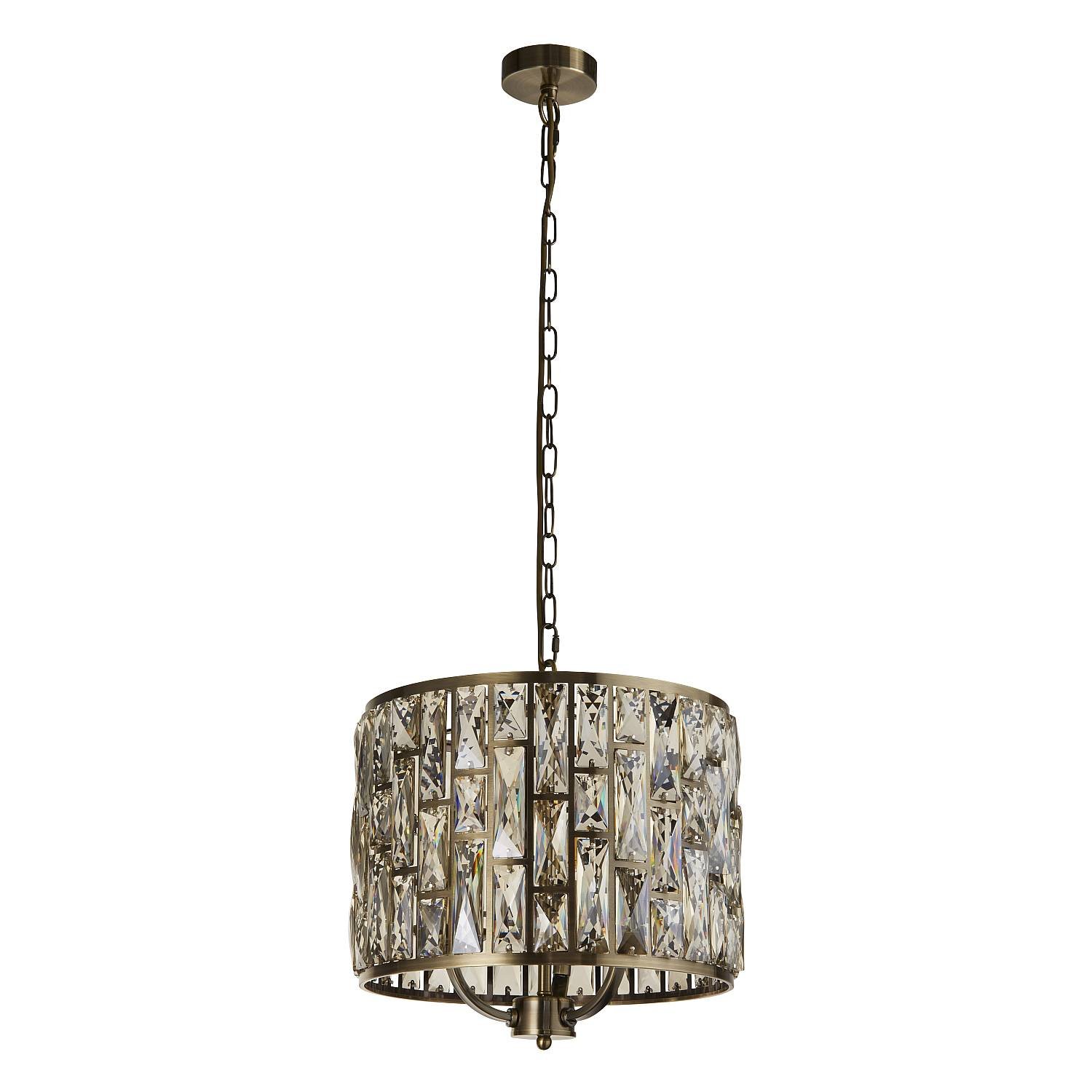 Lampadario Classico Gioiello Acciaio Ottone Vetro 3 Luci E14 6583-3AB