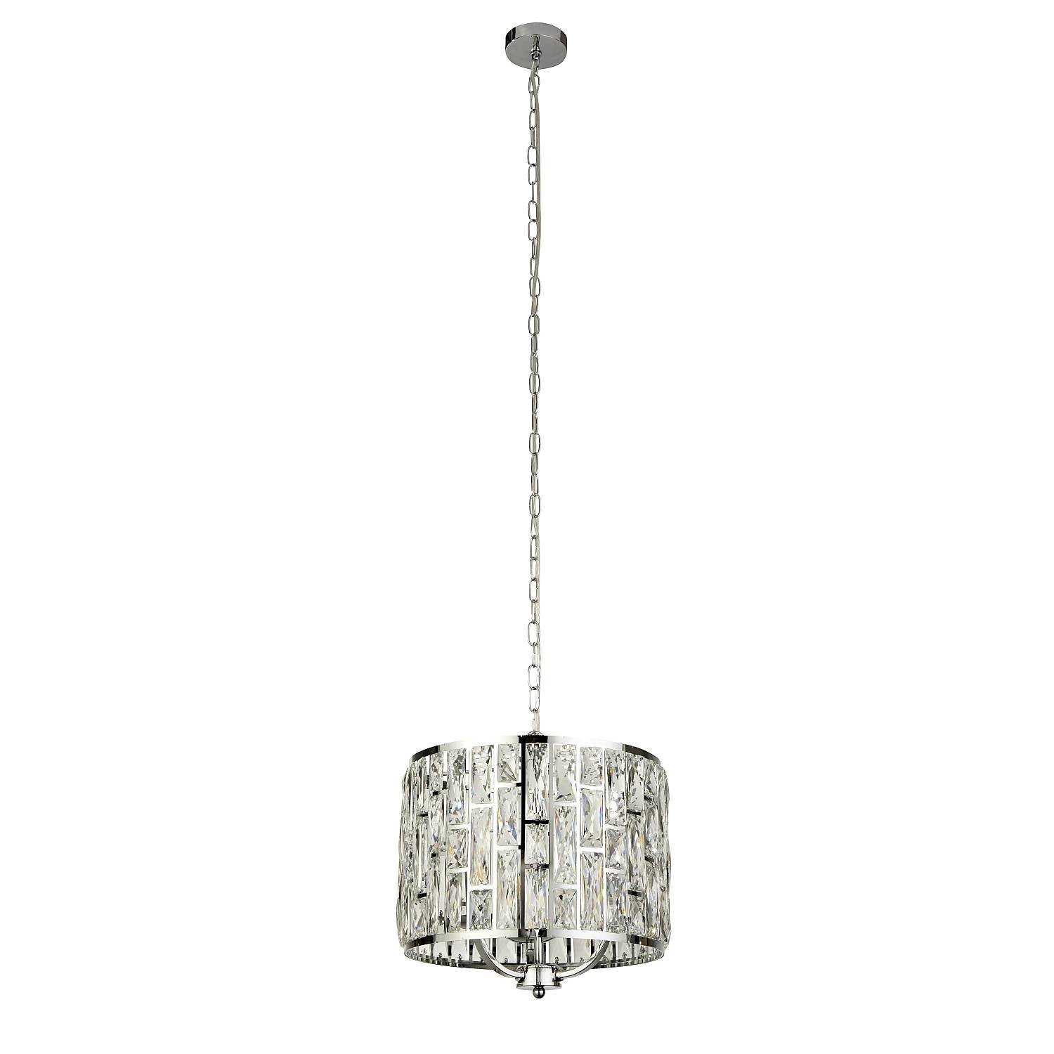 Lampadario Classico Gioiello Acciaio Cromo Vetro Trasparente 3 Luci E14 6583-3CC