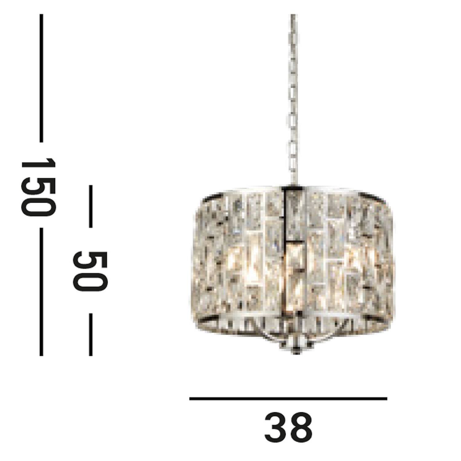 Lampadario Classico Gioiello Acciaio Cromo Vetro Trasparente 3 Luci E14 6583-3CC