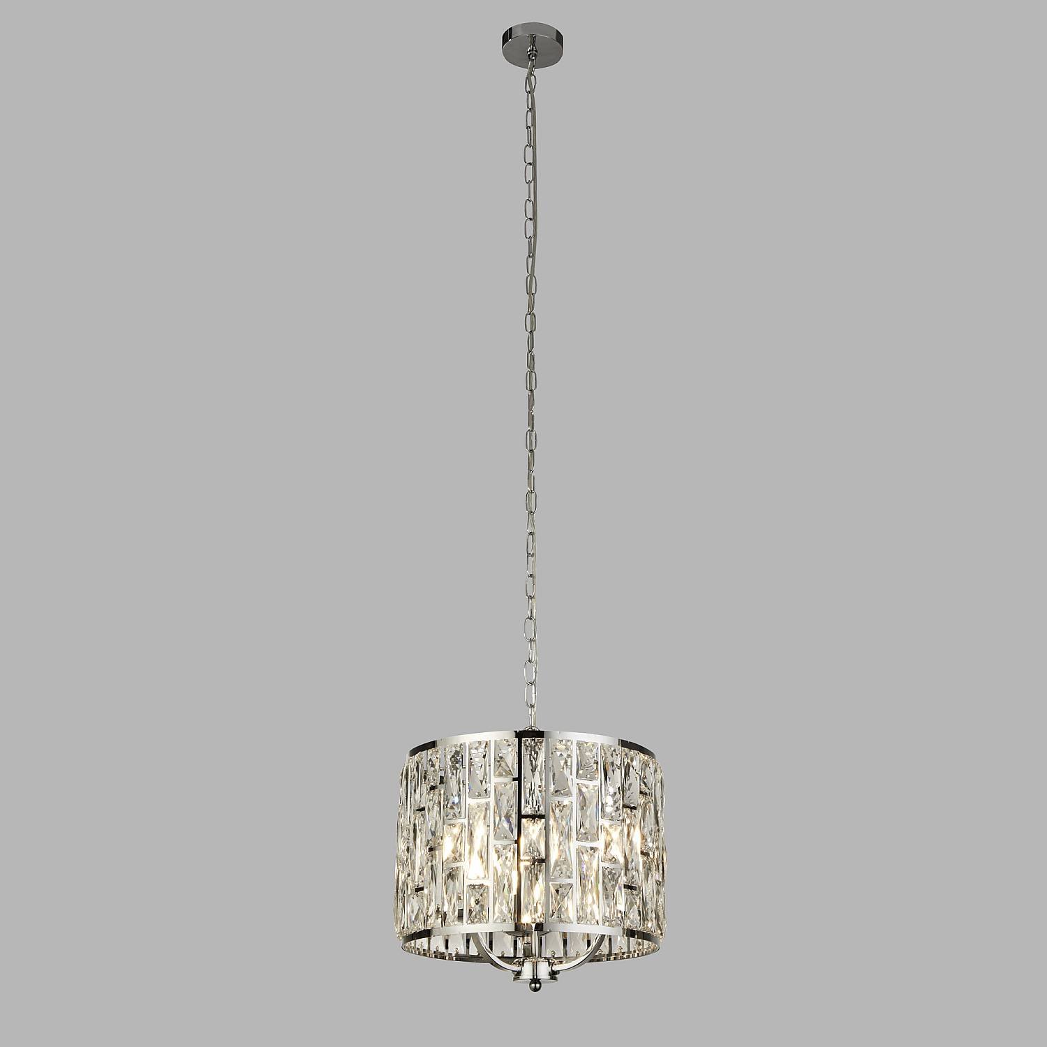 Lampadario Classico Gioiello Acciaio Cromo Vetro Trasparente 3 Luci E14 6583-3CC