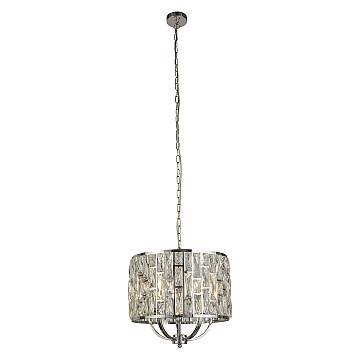 Lampadario Classico Gioiello Acciaio Cromo Vetro Trasparente 5 Luci E14