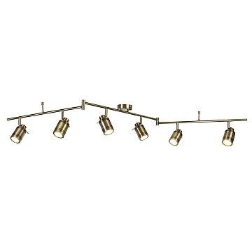 Plafoniera Contemporanea Sansone Acciaio Ottone Vetro 6 Luci Gu10 Plafoniera Contemporanea Sansone Acciaio Ottone Vetro 6 Luci Gu10