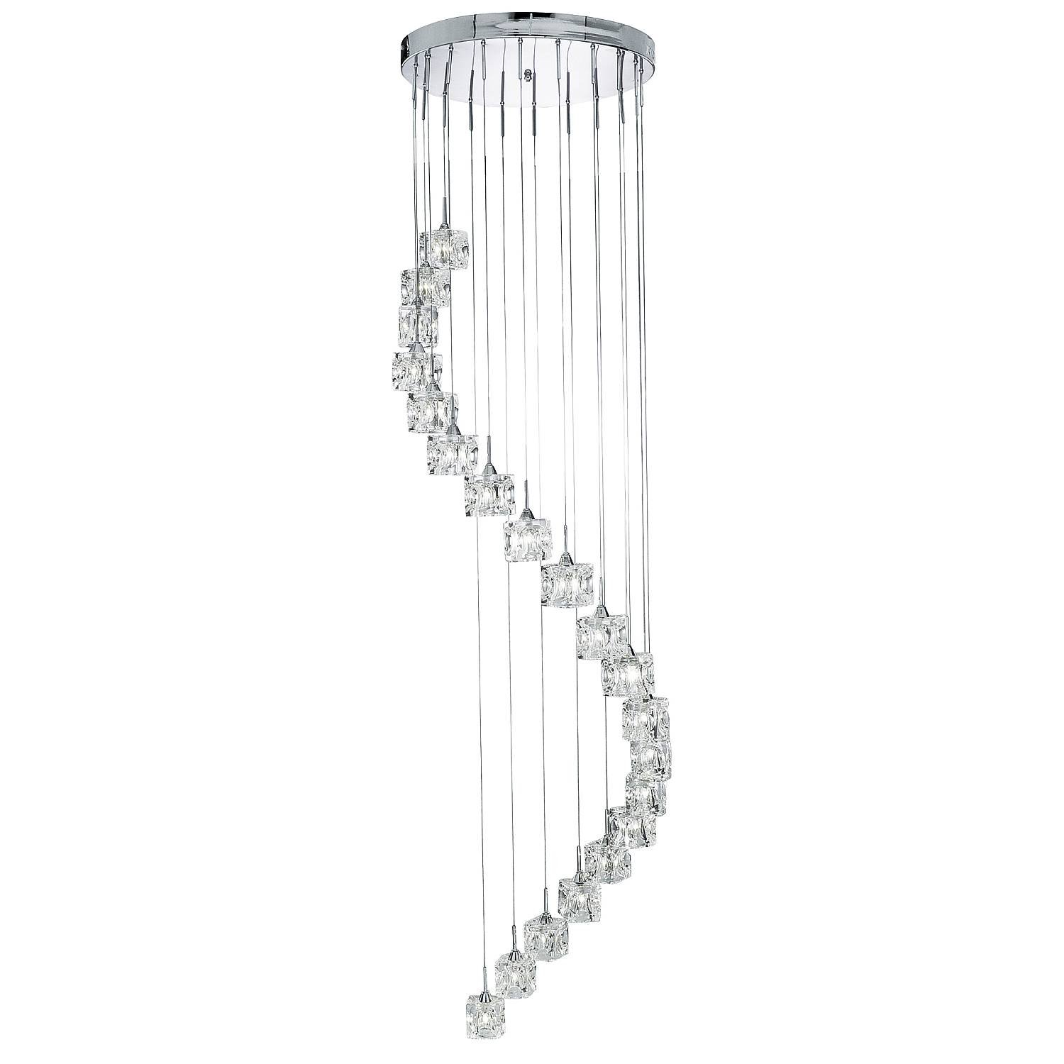 Lampadario Classico Ice Cube Acciaio Cromo Vetro Trasparente Led 3,2W 3000K 6720-20-LED
