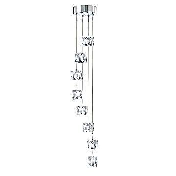Lampadario Contemporaneo Ice Cube Acciaio Cromo Vetro Trasp Led 39W 3000K Lampadario Contemporaneo Ice Cube Acciaio Cromo Vetro Trasp Led 39W 3000K
