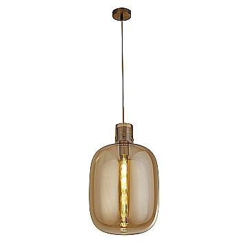Sospensione Contemporanea Barile Acciaio Ottone Vetro 1 Luce E27