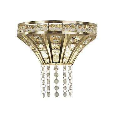 Applique Classica Gemma Acciaio Ottone Cristallo 2 Luci G9