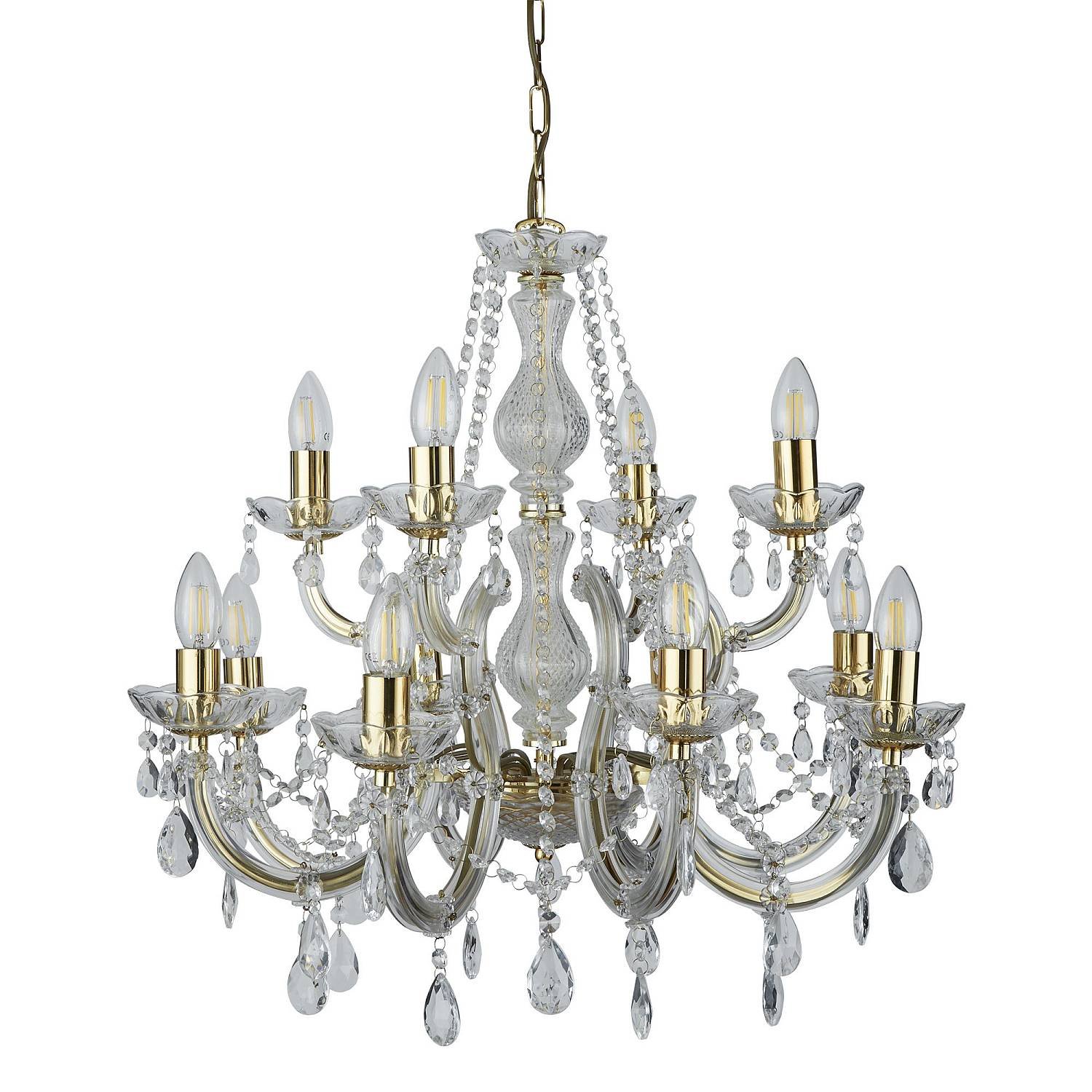 Lampadario Classico Marie Therese Acciaio Oro Acrilico Trasparente 12 Luci E14 Lampadario Classico Marie Therese Acciaio Oro Acrilico Trasparente 12 Luci E14