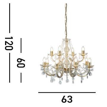 Lampadario Classico Marie Therese Acciaio Oro Acrilico Trasparente 12 Luci E14