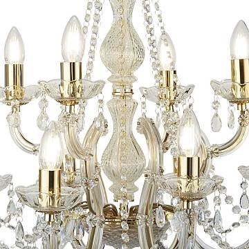 Lampadario Classico Marie Therese Acciaio Oro Acrilico Trasparente 12 Luci E14