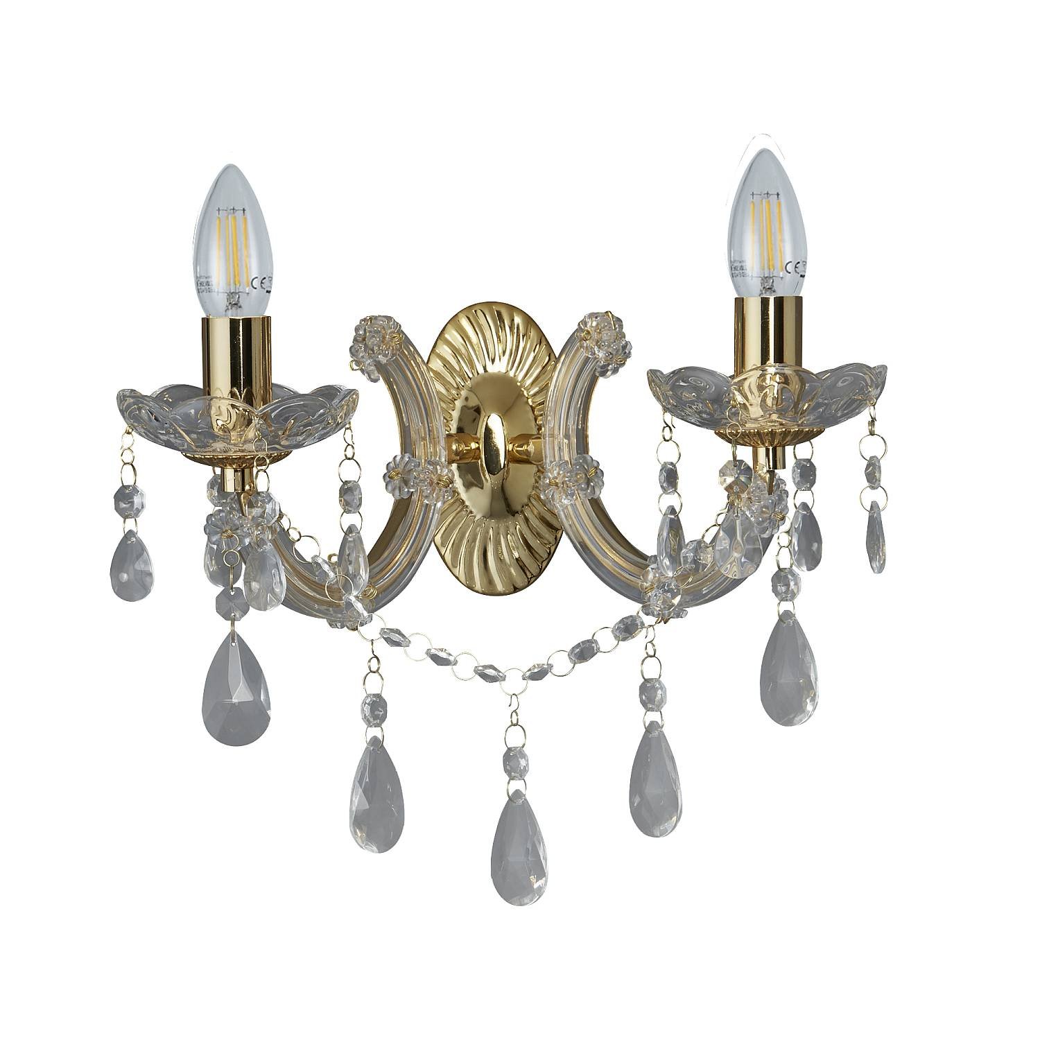 Applique Classica Marie Therese Acciaio Oro Acrilico Trasparente 2 Luci E14 Applique Classica Marie Therese Acciaio Oro Acrilico Trasparente 2 Luci E14